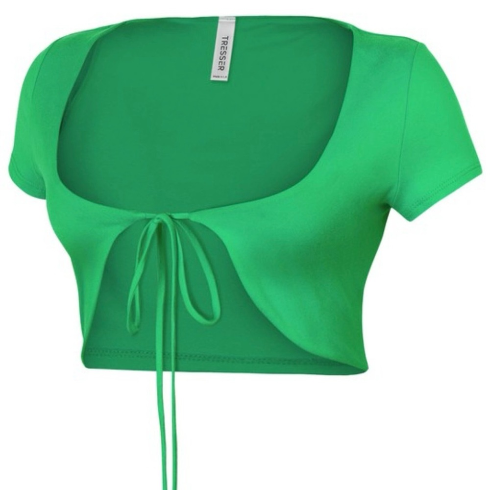 Green Tie-Front Crop Top